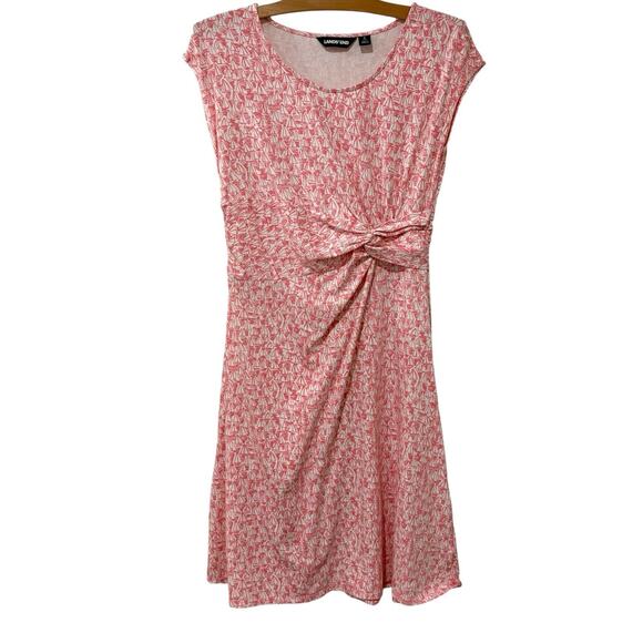 Lands End | Dress Sailboat Sleeveless Cap Knee Length Pink White- Size Small 6 8 - Picture 1 of 8